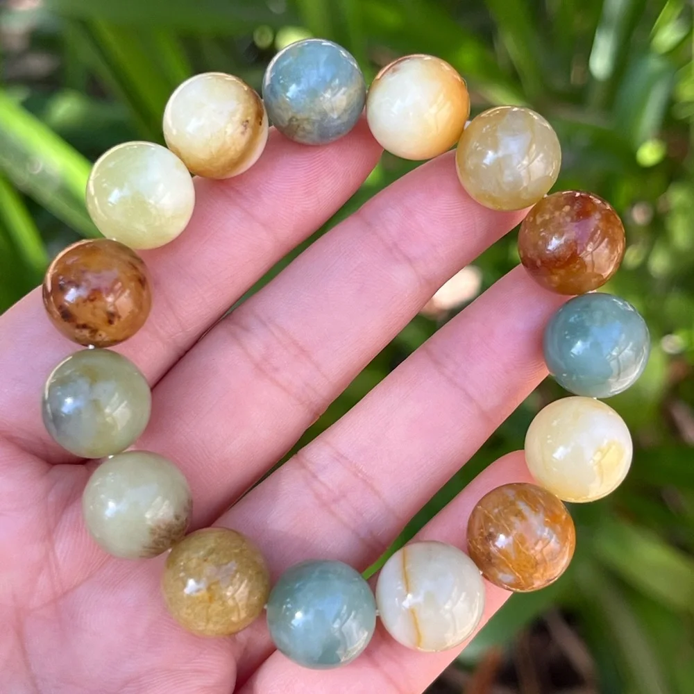 14mm stretchable multicolor Xiuyu jade bracelet‎ 1568